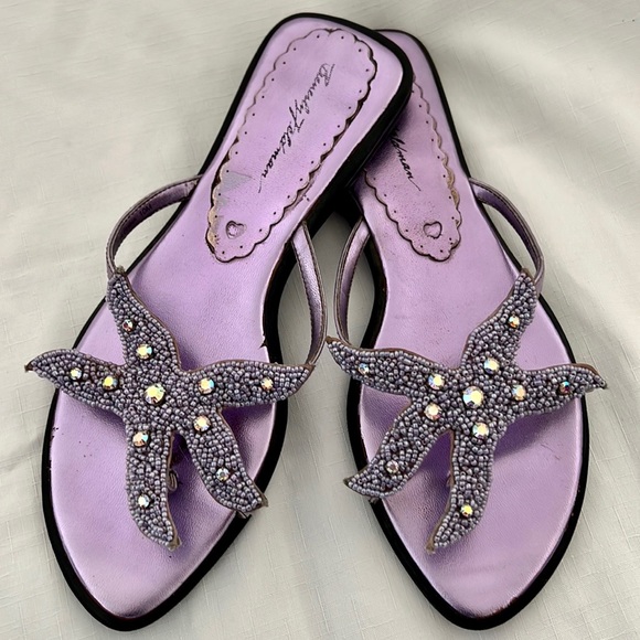 Beverly Feldman~Metallic Lavender Starfish Sandals - Picture 6 of 13